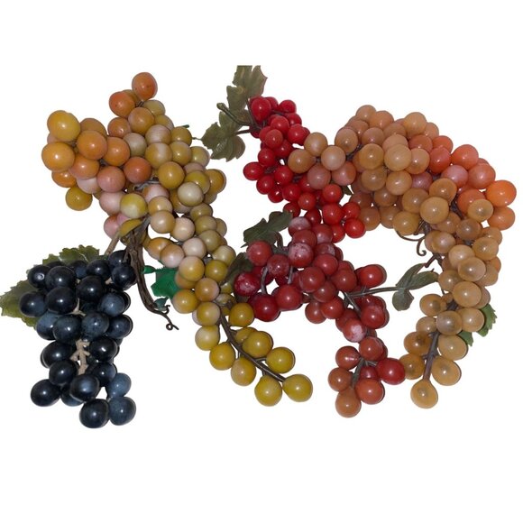 Vintage Faux Rubber Plastic MCM Grape Clusters For Home Table Decor - Picture 2 of 6